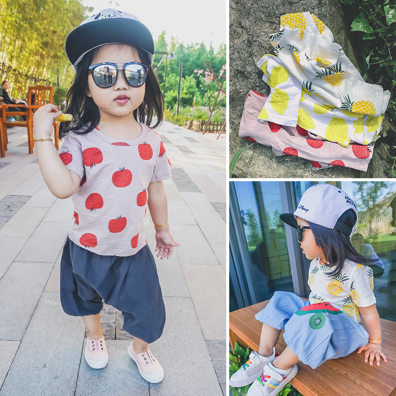YD1107summer子供服フルーツプリント半袖ベビー女の子tシャツ-キッズ服　Tシャツ問屋・仕入れ・卸・卸売り