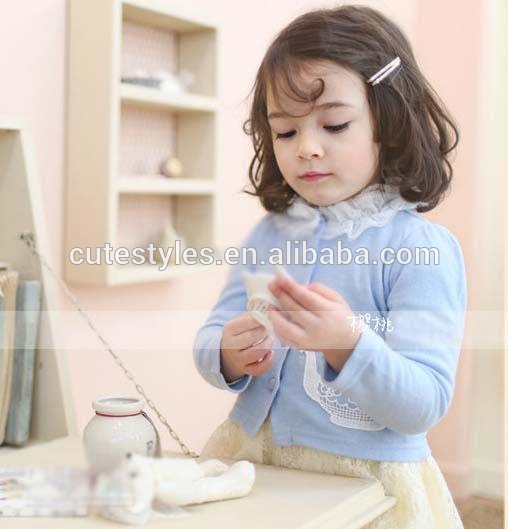 女の子かわいいレースの襟シャツ男性用カジュアルカーディガンロングスリーブtシャツシャツgt40409-85ファッション姫コートの子-キッズ服　Tシャツ問屋・仕入れ・卸・卸売り