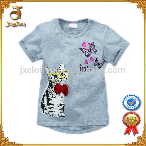 oem2015半袖綿100％布用の女の子のtシャツ-キッズ服　Tシャツ問屋・仕入れ・卸・卸売り