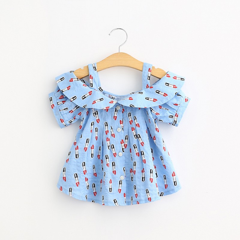 YD1115summer女の子シャツoネックノースリーブ子供ブラウス-キッズ服　Tシャツ問屋・仕入れ・卸・卸売り