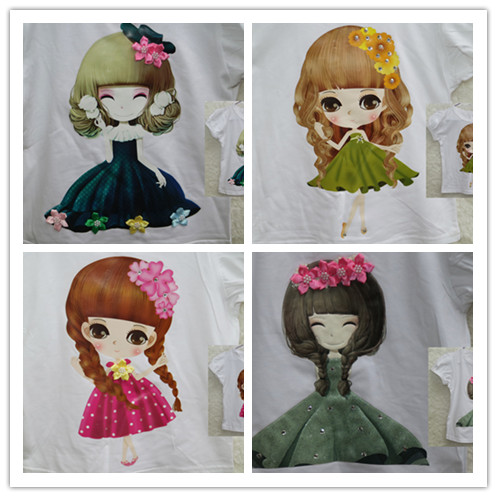 カートンプリント子tシャツ卸売ブティック女の子ティー白夏tシャツ幼児女の子トップスキッズtシャツ-キッズ服　Tシャツ問屋・仕入れ・卸・卸売り