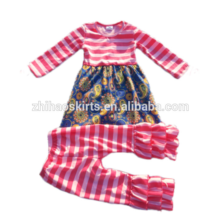 ピンクレッドストライプセット赤ちゃん女の子有機服子供服卸売-キッズ服　セット問屋・仕入れ・卸・卸売り
