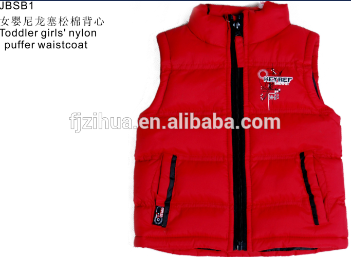 新しいスタイルのカスタム2015暖かく保つ赤いジャケット子供の子供用チョッキ-ジュニア服（女）ジャケット、コート問屋・仕入れ・卸・卸売り