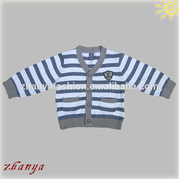 中国の セーター工場男の子の カーディガン wtih ファンシー ストライプ-キッズ服　セーター問屋・仕入れ・卸・卸売り