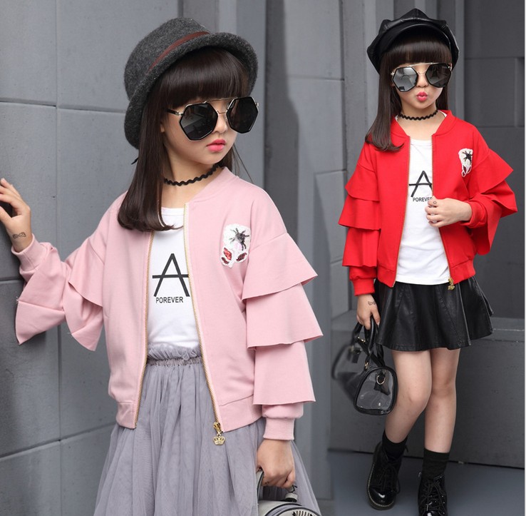 フリースジャケットバルク子供服卸売子供服赤ちゃんジャケット冬ガールフラウスリーブスパンコールジャケットk8015-ジュニア服（女）ジャケット、コート問屋・仕入れ・卸・卸売り