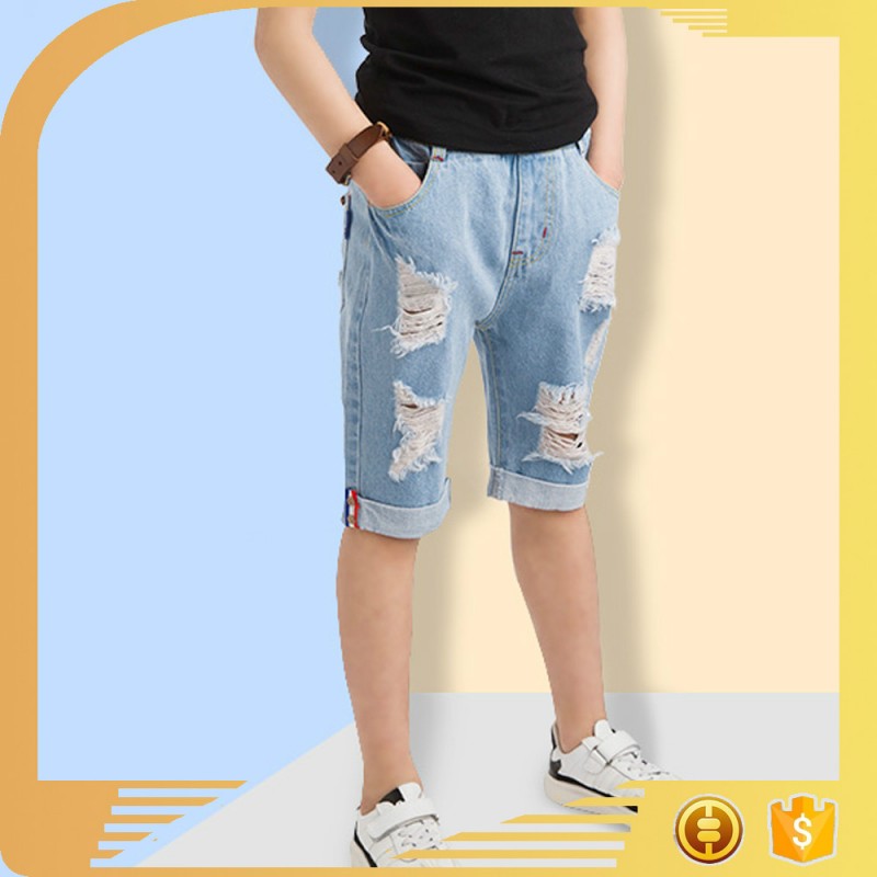 プロフェッショナルoemサービスクール男の子ジーンズユーズド損傷したジーンズ工場-キッズ服　半ズボン問屋・仕入れ・卸・卸売り
