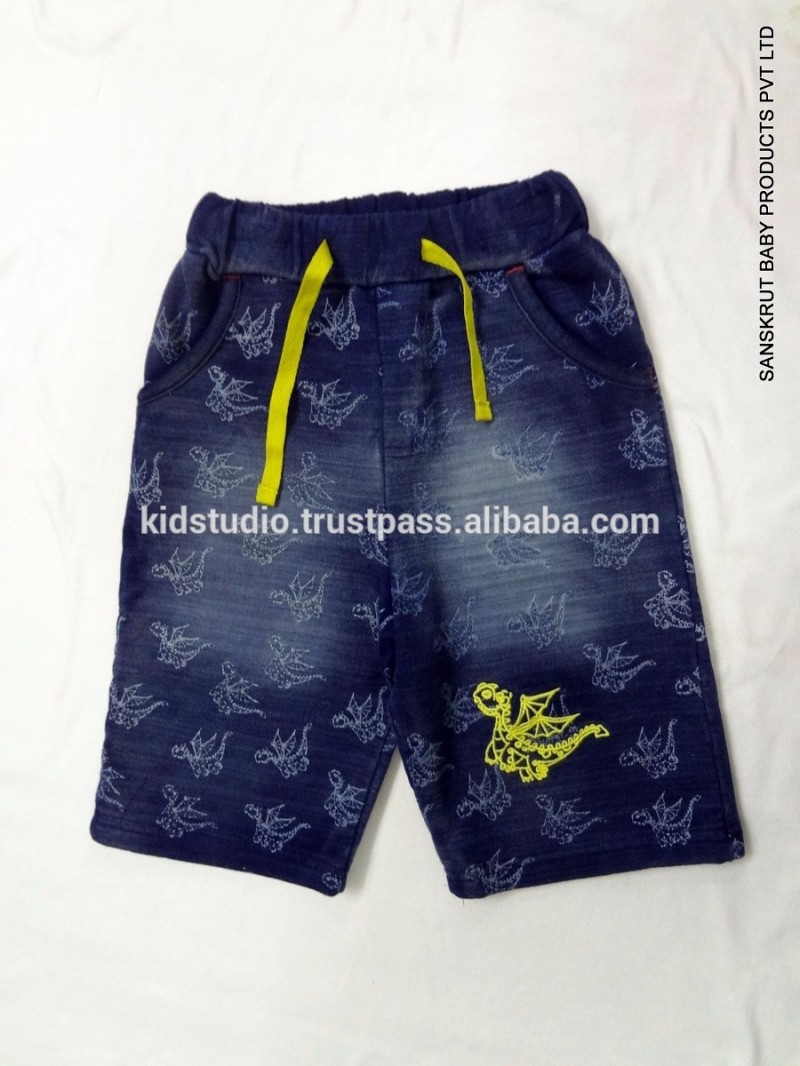子供ショーツ-ニットデニム、洗浄、かわいいドラゴンロゴの夏男の子コレクション2016-キッズ服　半ズボン問屋・仕入れ・卸・卸売り