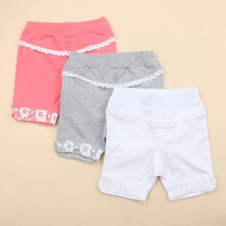 レースデザイン子供服純粋な綿子供アパレル女の子ショーツ-キッズ服　半ズボン問屋・仕入れ・卸・卸売り