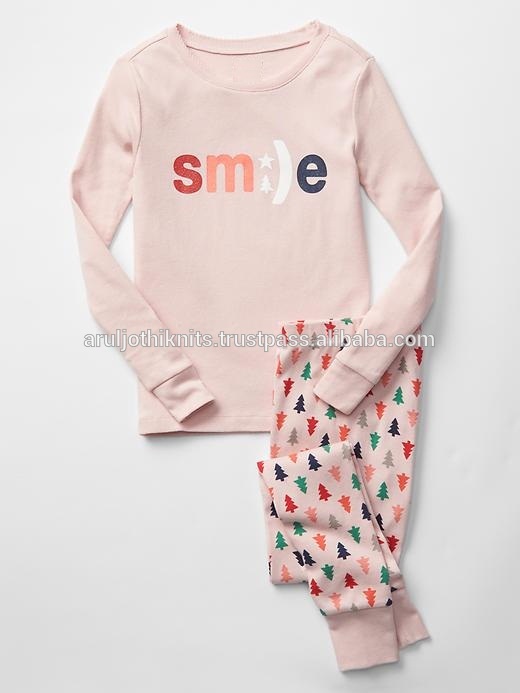 印刷されたsnugfitお祝いの女の子のパジャマセット-パジャマ問屋・仕入れ・卸・卸売り
