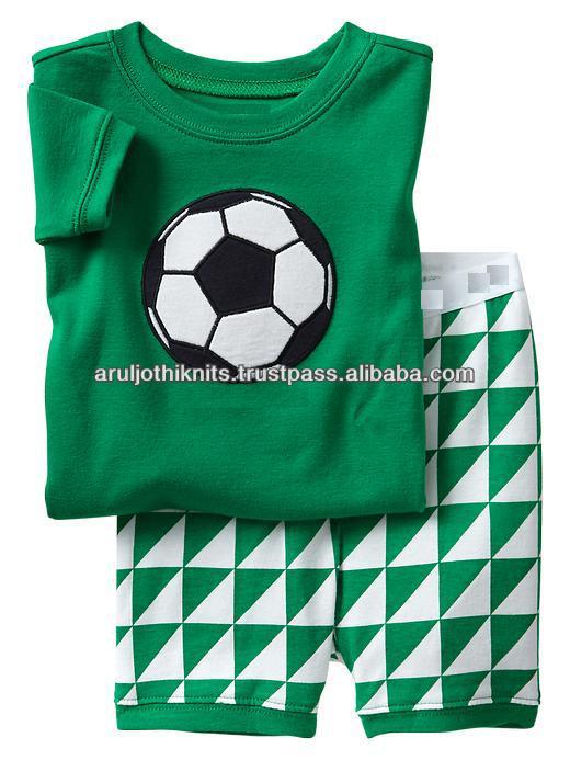 少年サッカー刺繍夏の短いパジャマセット-パジャマ問屋・仕入れ・卸・卸売り