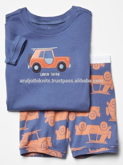 男の子短いパジャマセット付き車の刺繍-パジャマ問屋・仕入れ・卸・卸売り