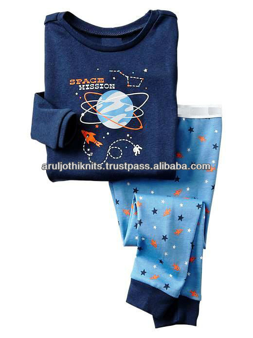 スペースが印刷され10%綿の男の子のパジャマセット-パジャマ問屋・仕入れ・卸・卸売り