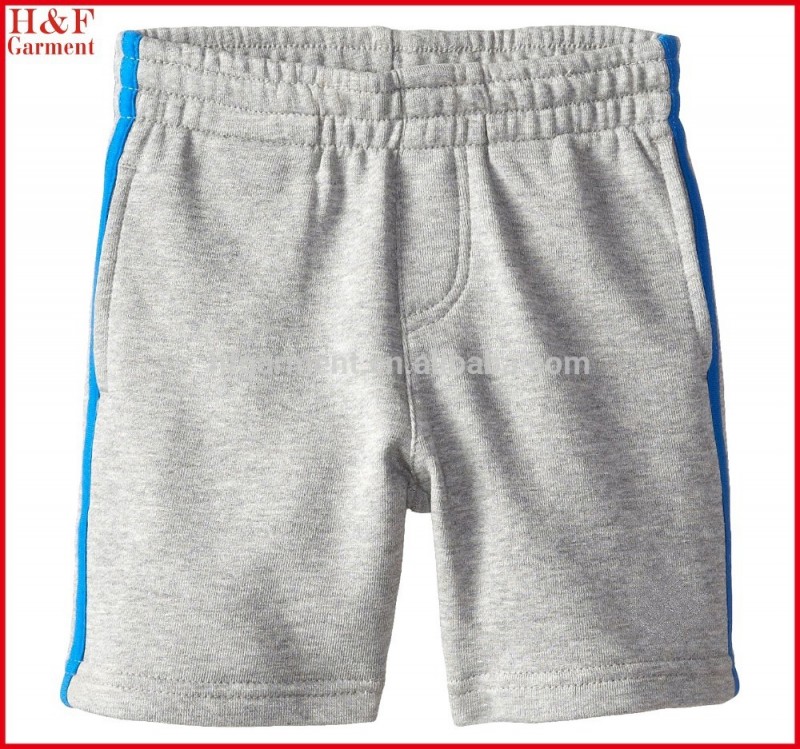 綿100％ソフトタッチの子供たち灰色でウエストゴム付きショートパンツ-キッズ服　半ズボン問屋・仕入れ・卸・卸売り
