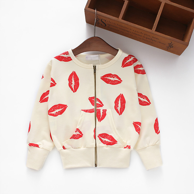 YE5063秋綿ジッパー口紅唇ファッションキッズ女の子パーカー-キッズ服　パーカー、スウェットシャツ問屋・仕入れ・卸・卸売り