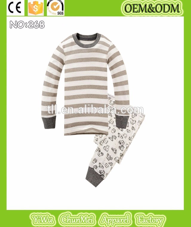 赤ちゃんの衣服の子供のナイトウェアの長袖パジャマ子供ストライプ男の子車印刷パジャマパジャマの女の子の綿の高品質-パジャマ問屋・仕入れ・卸・卸売り