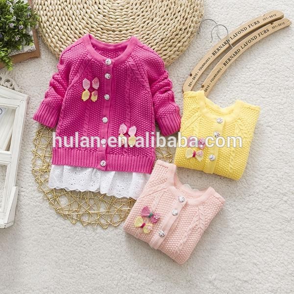 春2015熱い販売のファッション甘い女の子プレーンクルーネックセーターオープンフロント-キッズ服　セーター問屋・仕入れ・卸・卸売り