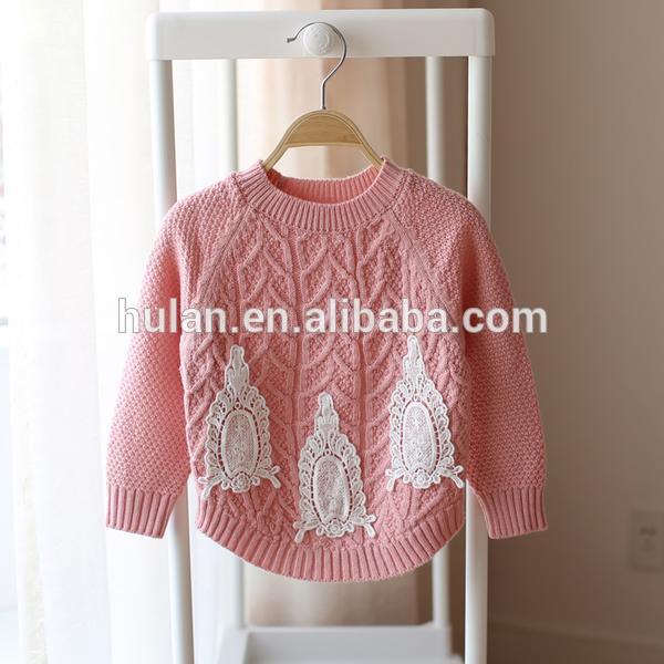 秋2015熱い販売のスタイリッシュロールネックロングスリーブ甘い女の子のジャガード織り子供プルオーバーのセーターを編んだ-キッズ服　セーター問屋・仕入れ・卸・卸売り