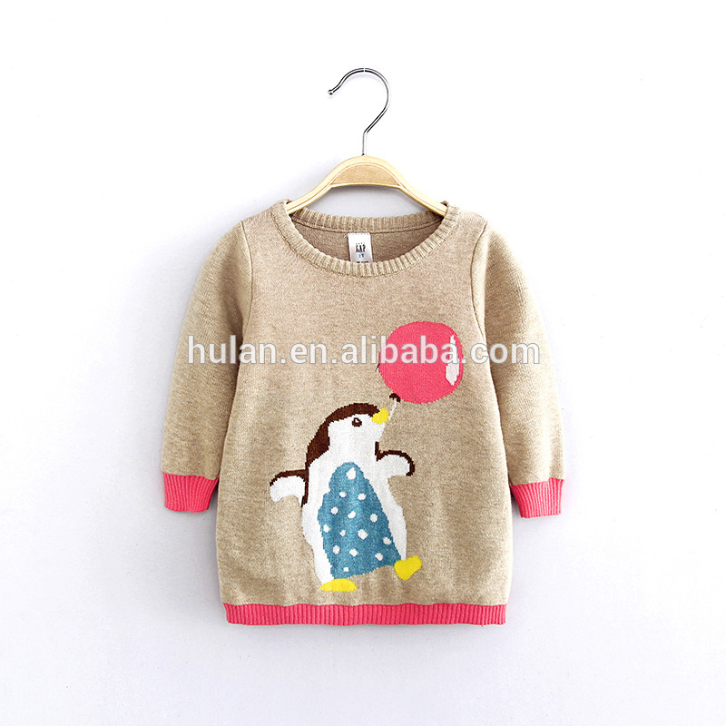2016新しい到着かわいい動物プリントクルーネックロングスリーブカシミヤ厚い子供ロングセーター-キッズ服　セーター問屋・仕入れ・卸・卸売り