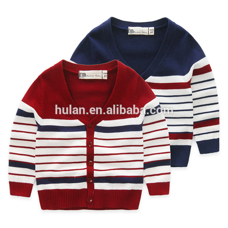 2016熱い販売新しい到着男の子柔らかい綿ストライプオープンフロント子供セーター-キッズ服　セーター問屋・仕入れ・卸・卸売り