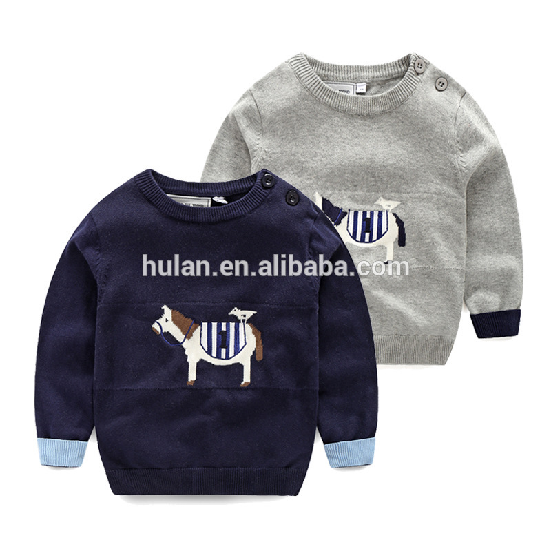 ホット販売新しい到着クール男の子馬刺繍冬厚いカシミヤ子供セーター-キッズ服　セーター問屋・仕入れ・卸・卸売り
