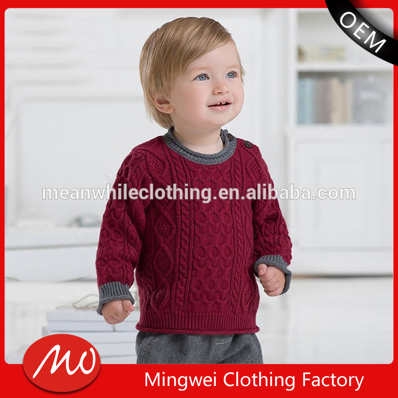 2016長袖編み男の子赤いセーターデザインでボタン-キッズ服　セーター問屋・仕入れ・卸・卸売り