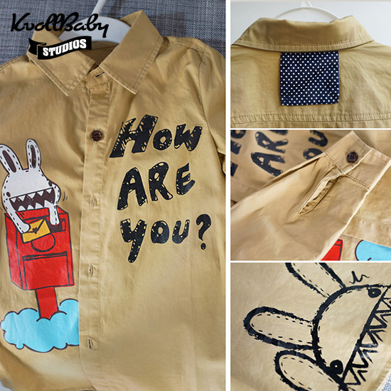 2016新しい韓国スタイル子供シャツプリント漫画-キッズ服　シャツ、トップス問屋・仕入れ・卸・卸売り