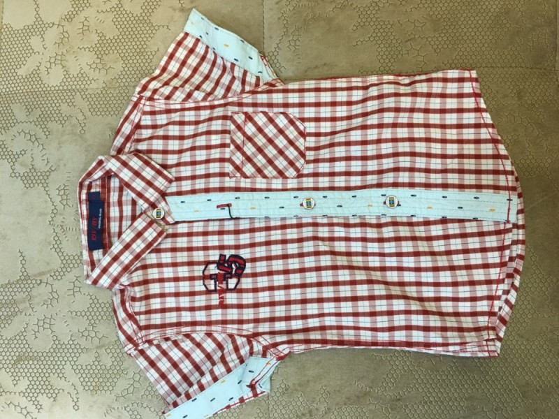 男の子カジュアル格子縞の真珠スナップ半袖シャツ-キッズ服　シャツ、トップス問屋・仕入れ・卸・卸売り