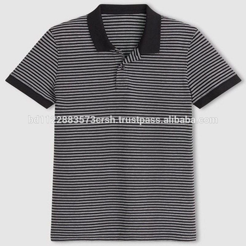 男の子ポロシャツ、100% ctn、糸染めストライプ、ピケ、220 gsm-キッズ服　Tシャツ問屋・仕入れ・卸・卸売り