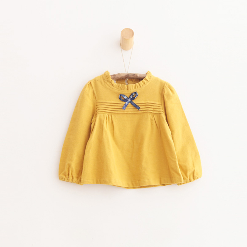 新しいファッションantumn着用装飾の弓ネクタイ赤ちゃん女の子シャツ-キッズ服　シャツ、トップス問屋・仕入れ・卸・卸売り
