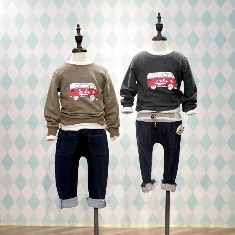 綿テリー子供セーター秋新しいモデルの子車印刷少年セーターセーター-キッズ服　コート問屋・仕入れ・卸・卸売り