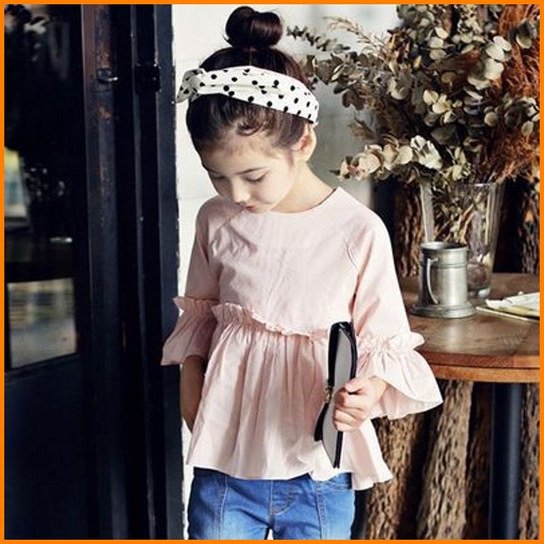 2016新しい秋の女の子tシャツ卸売メーカーすべてマッチ純粋な小さな女の子七スリーブジャケット63Z144-ジュニア服（女）スカート問屋・仕入れ・卸・卸売り