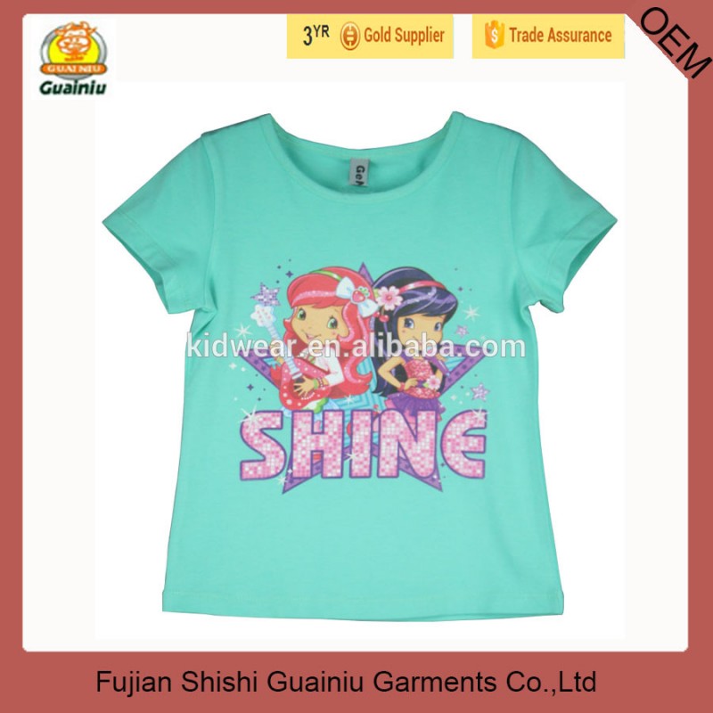 昇華漫画キャラクタープリントtシャツのため子供女の子-キッズ服　Tシャツ問屋・仕入れ・卸・卸売り