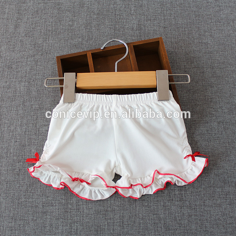 女の赤ちゃんのレースの女の子の夏のパンツショーツパンツの衣服卸売新しいデザインの子供フリルパンツシェブロン-ズボン問屋・仕入れ・卸・卸売り