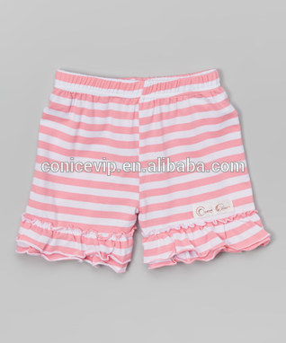 クスクス笑いムーン女の子ピンクのストライプフリルパンティ卸売ブティック安い女の子の夏のパンツ-ズボン問屋・仕入れ・卸・卸売り