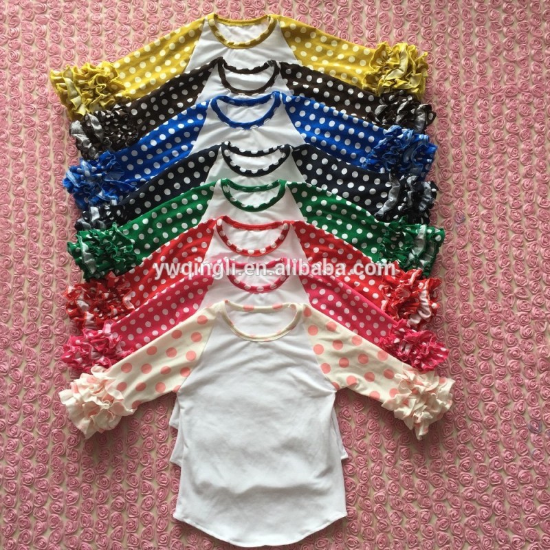 2016新しい到着女の赤ちゃんドット袖3分袖シャツ秋シャツ-キッズ服　シャツ、トップス問屋・仕入れ・卸・卸売り