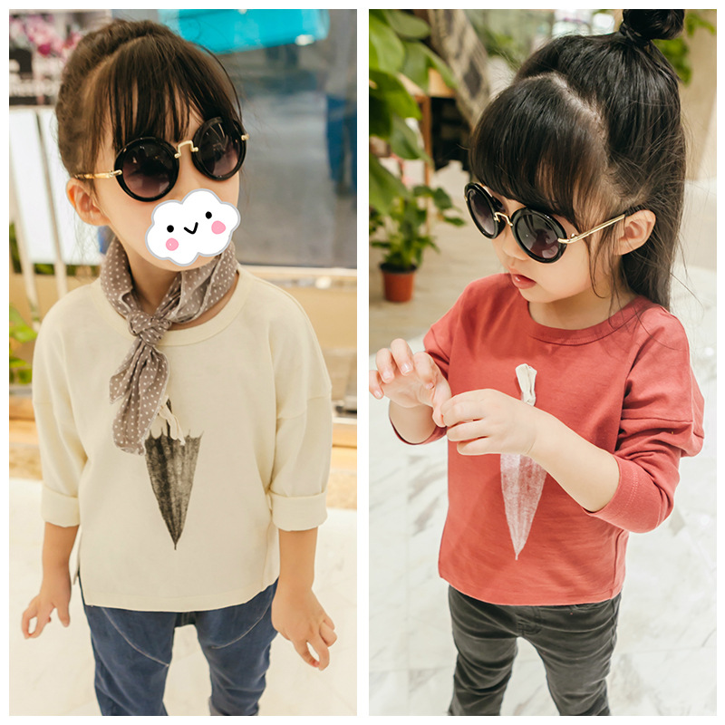 YD3239hotest子供tシャツ傘プリントファッション女の子トップス-キッズ服　シャツ、トップス問屋・仕入れ・卸・卸売り