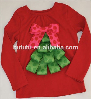 最新の衣服の子供のためのデザインブラウスファッション子供服2014年クリスマスプレーン染めブラウス-キッズ服　シャツ、トップス問屋・仕入れ・卸・卸売り