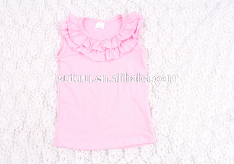 ブティックの服のための子供たちの快適なオーガニックコットンの衣類サンプルのためのカラーノースリーブの綿のタンクトップ-キッズ服　シャツ、トップス問屋・仕入れ・卸・卸売り
