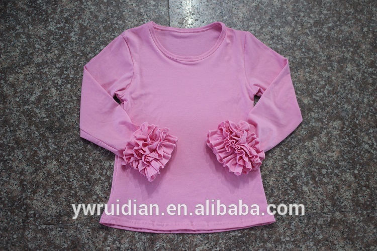 赤ちゃんの女の子綿フリルtシャツデザインノースリーブブラウス子供タンクトップとアイシングカプリパンツ卸売-キッズ服　シャツ、トップス問屋・仕入れ・卸・卸売り