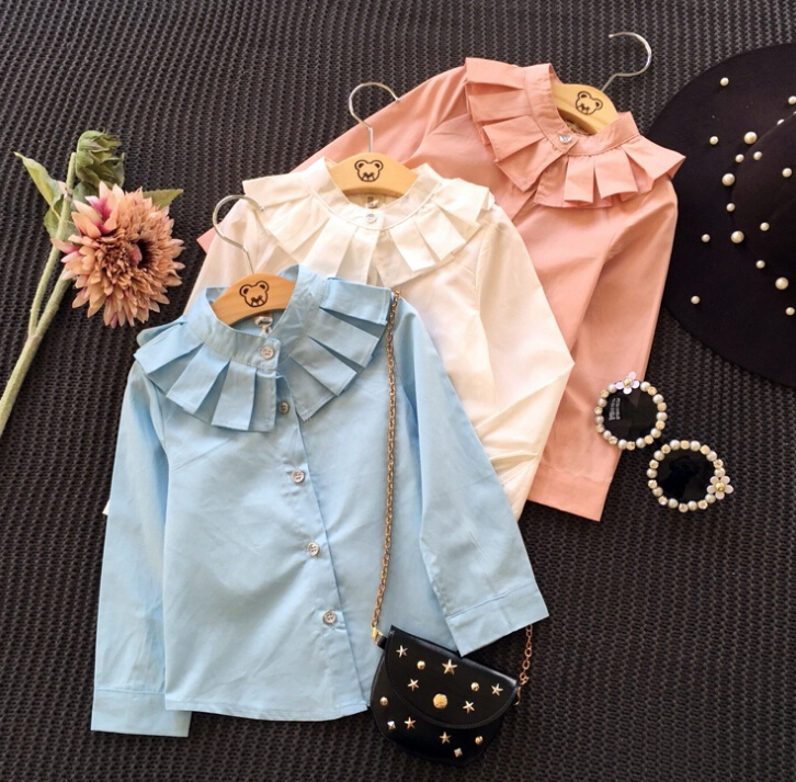 最新の韓国デザインの女の子ファンシーシャツ-キッズ服　シャツ、トップス問屋・仕入れ・卸・卸売り