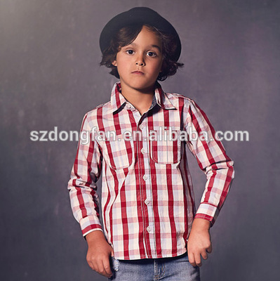 男の子夏ロングスリーブ格子縞のポロtシャツ-キッズ服　シャツ、トップス問屋・仕入れ・卸・卸売り