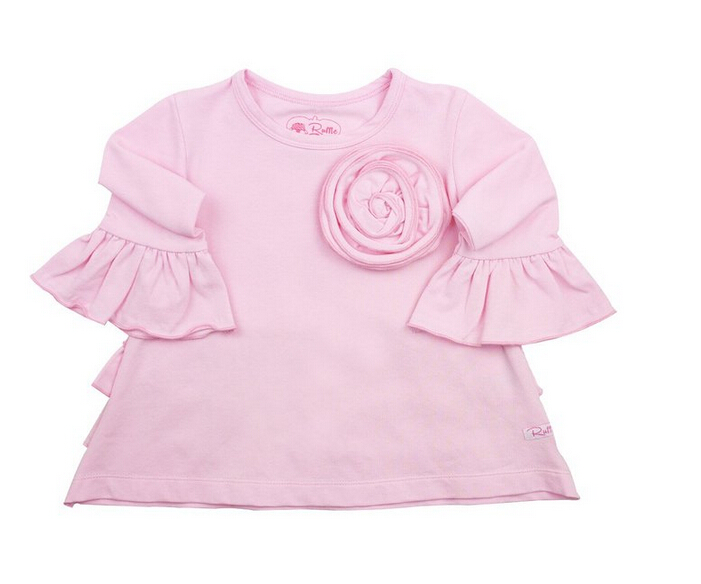 最新のスタイルの服赤ちゃんwholesle女の子ブティックフリルコットンブラウス-キッズ服　シャツ、トップス問屋・仕入れ・卸・卸売り