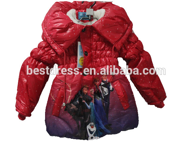 エルザの女の子アンナ冷凍女王outwears子供防寒着が並ぶ赤いコートジャケットスリム-キッズ服　コート問屋・仕入れ・卸・卸売り
