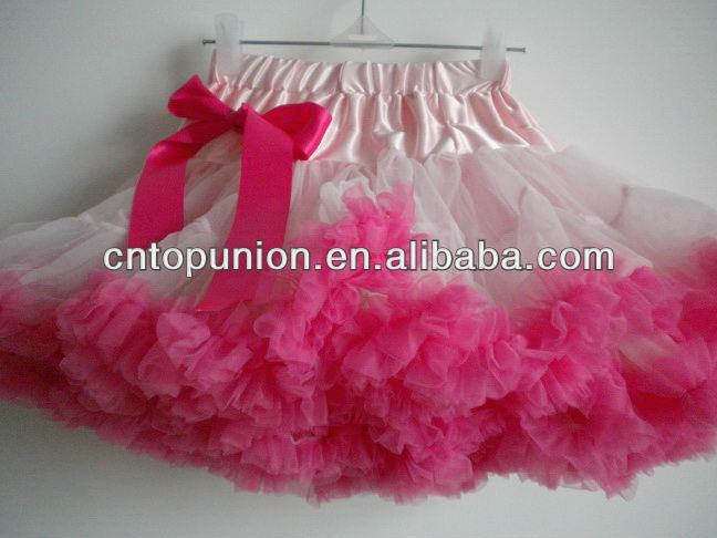 ホワイトホットピンクの女の赤ちゃんの女の子のふわふわpettiskirtsチュチュスカート-ジュニア服（女）スカート問屋・仕入れ・卸・卸売り