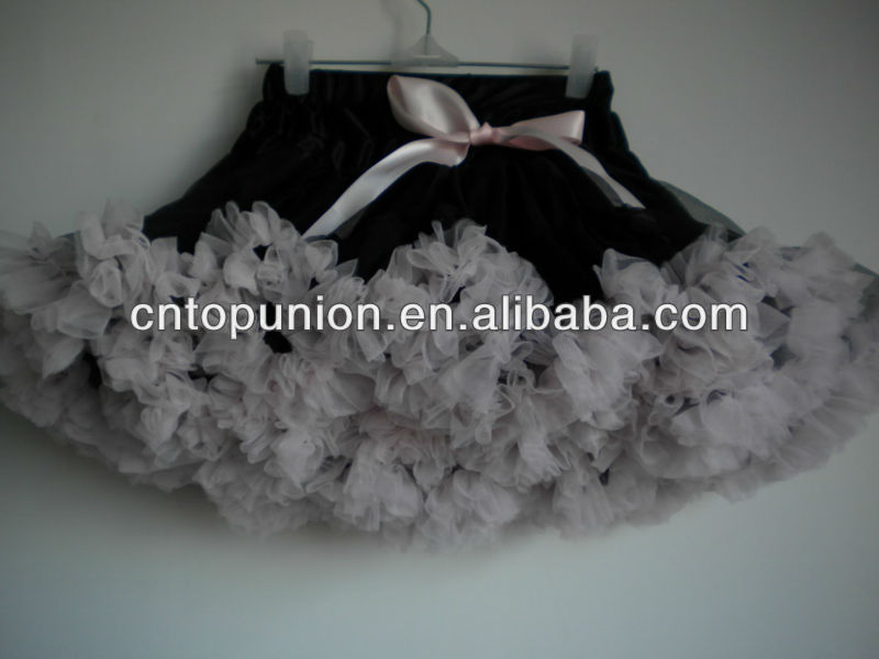 女の赤ちゃんの女の子のふわふわグレーpettiskirtsチュチュスカート-ジュニア服（女）スカート問屋・仕入れ・卸・卸売り