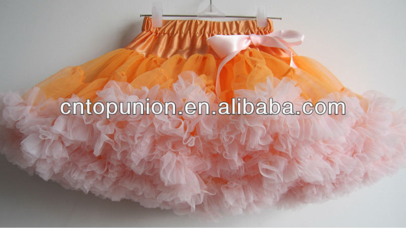 オレンジ白のベビーガールの女の子のふわふわpettiskirtsチュチュスカート-ジュニア服（女）スカート問屋・仕入れ・卸・卸売り