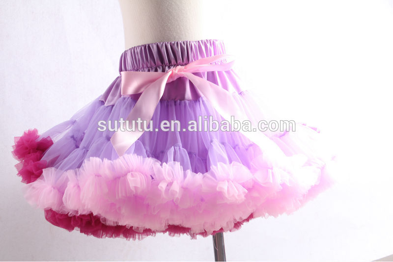 新しい流行愛らしい紫色と淡いピンクとのpettiskirtちょう結び虹エレガントな魅力的な女の子のためのシフォンスカート-プラスサイズドレス、スカート問屋・仕入れ・卸・卸売り