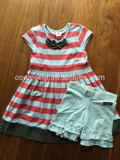 子供服2016ターコイズ赤ストライプポルカドット夏フリルマチルダmjcリメイク服セット-ジュニア服（女）スカート問屋・仕入れ・卸・卸売り