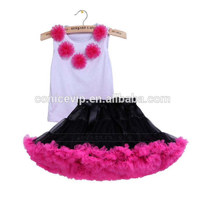 ファッショナブルな子供の綿スリーブレストップgirlsソリッド・pettiskirt幼児の女の子の短い夏をバウンスバウンス休日のための-ジュニア服（女）スカート問屋・仕入れ・卸・卸売り