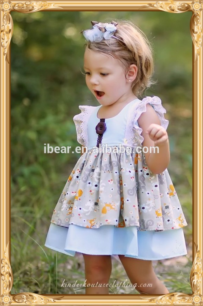 ホット販売チキン子供frocksデザイン女の子バックに学校服鶏ドレスヴィンテージふわふわ袖チキンドレス-ジュニア服（女）スカート問屋・仕入れ・卸・卸売り